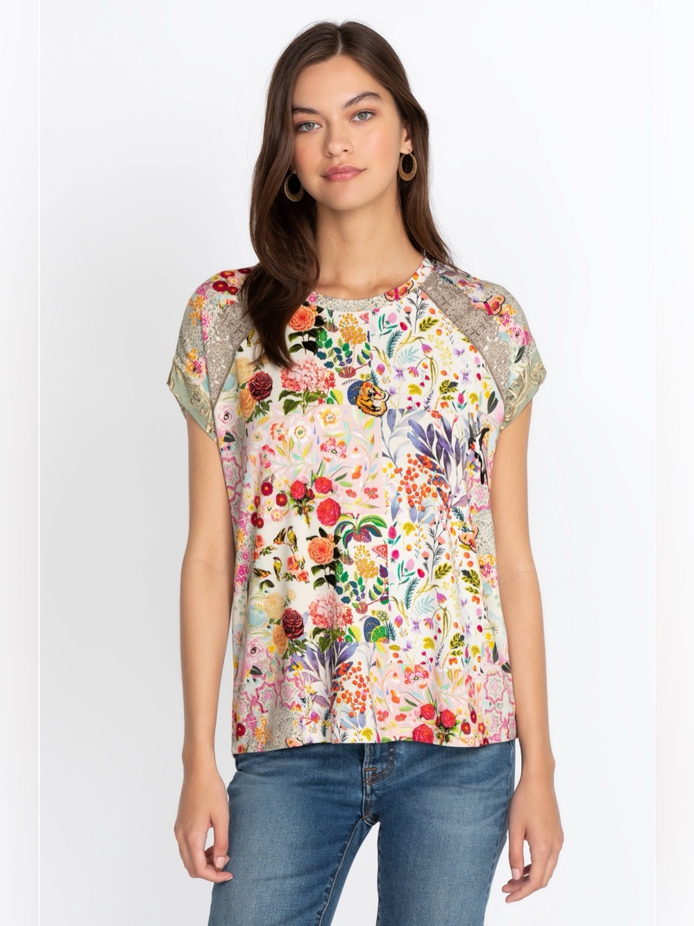 Johnny Was The Filomena Floral Relaxed Tee Size Small